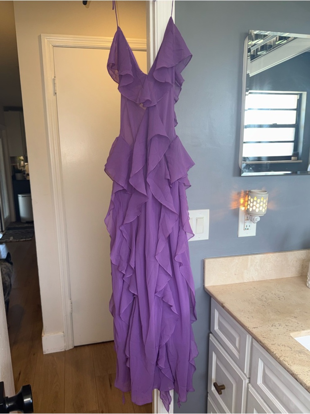Meshki Aleyna Lavender Halter Ruffle Maxi Dress - Picture 7 of 7